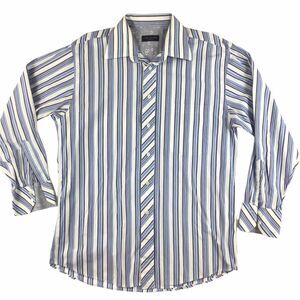 Ted Baker Mens long sleeve dress shirt 151/2 32 33 blue striped cuff floral